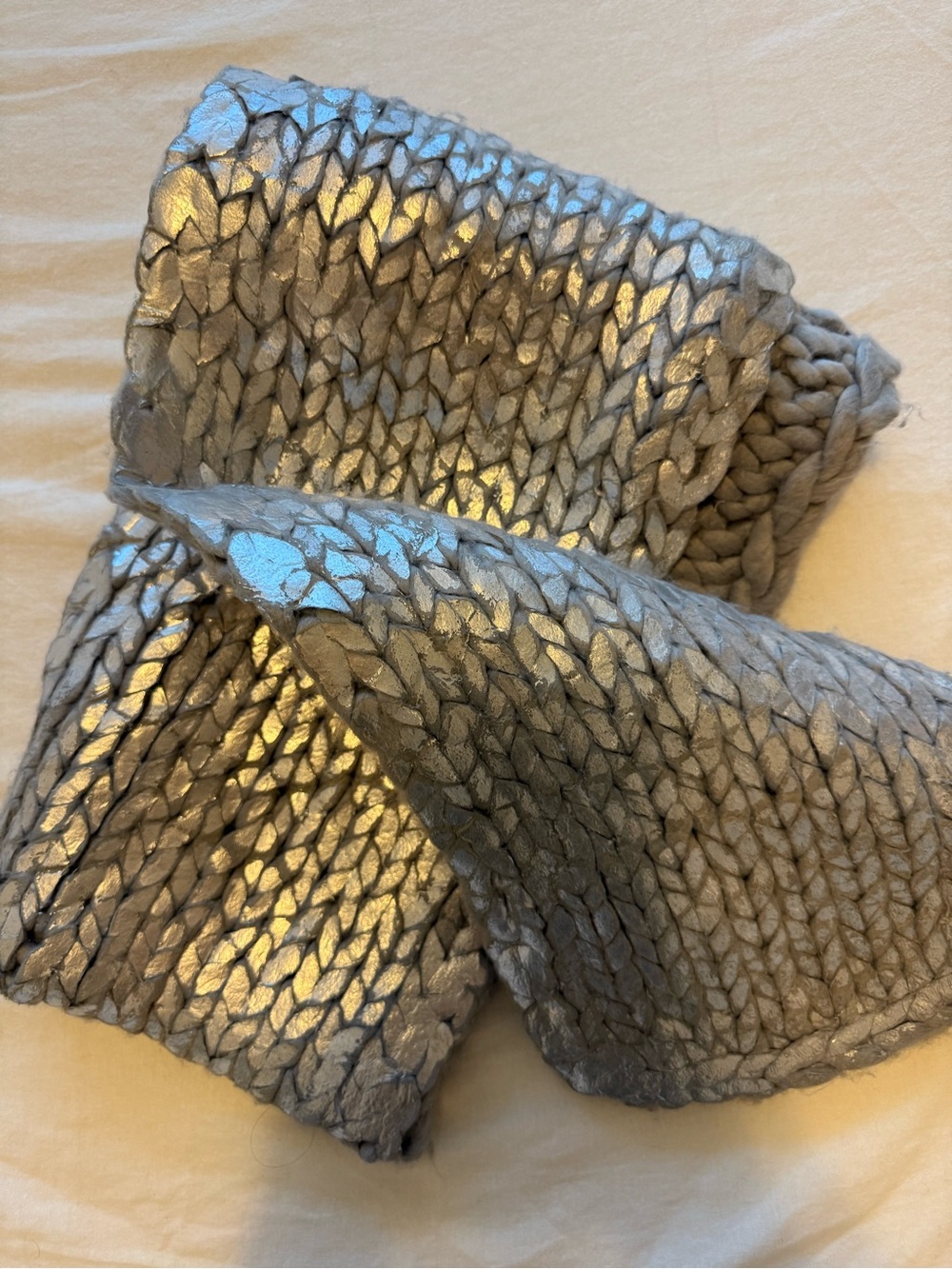 Silver Knit scarf Shawl / Scarf - Soft Metallic Accent